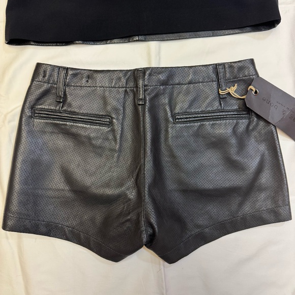 New Rag & Bone Black Lamb Skin Leather Shirt and Shorts Set size M and 27 Shorts - Picture 11 of 13